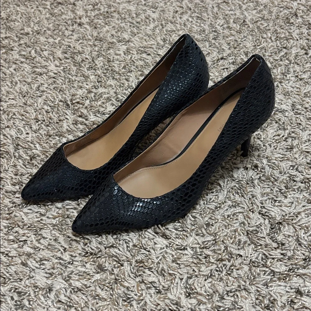 Calvin Klein Gayle 7.5 Elegant Black Women's Heels Pumps Snakeskin Patent Style